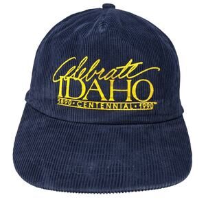 Celebrate Idaho 1890 Centennial 1990 5 Panel Cap Blue One Size Corduroy Vintage